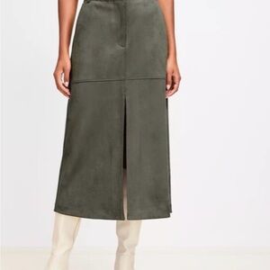 LOFT Olive Midi Skirt NWT